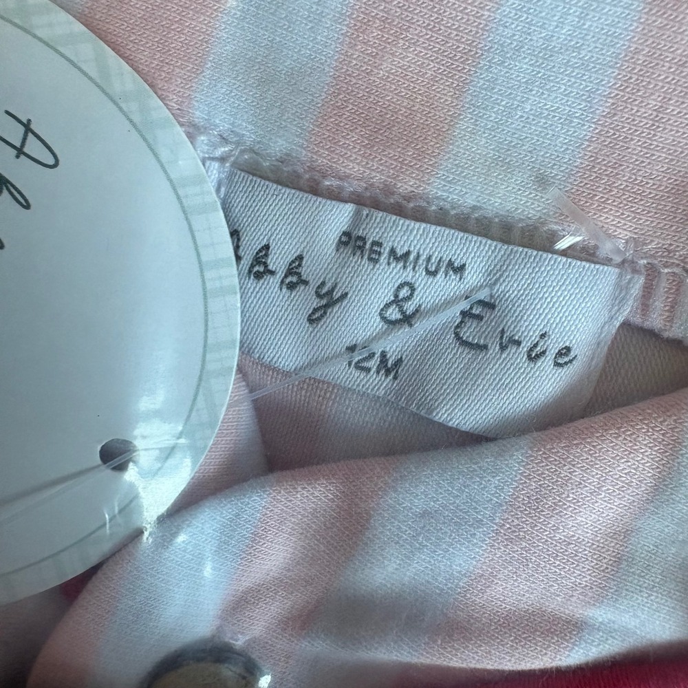 Abby & Evie Kids Pink Stripe Baseball Jersey Embroidered Button Down Shirt 12M - Picture 5 of 8